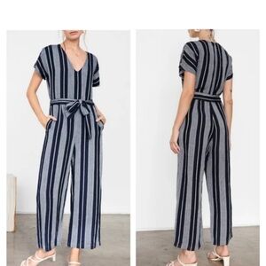 Rails Navy and White Striped Angela Jumpsuit